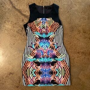 Ark & Co. black and floral color block‎ sleeveless tank mini dress